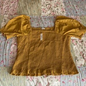 NWT Madewell Yellow Smocked Top XL